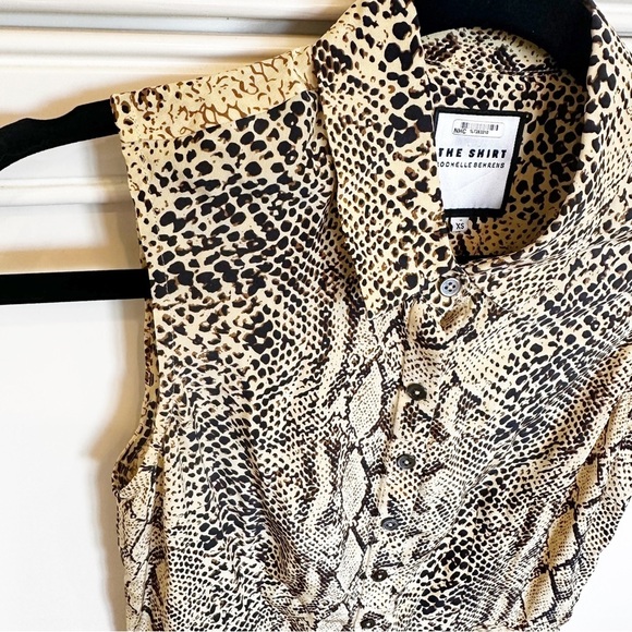 Rochelle Behrens Womens Silk Snake Print Button Front Sleeveless The Shirt Dress - Picture 7 of 8